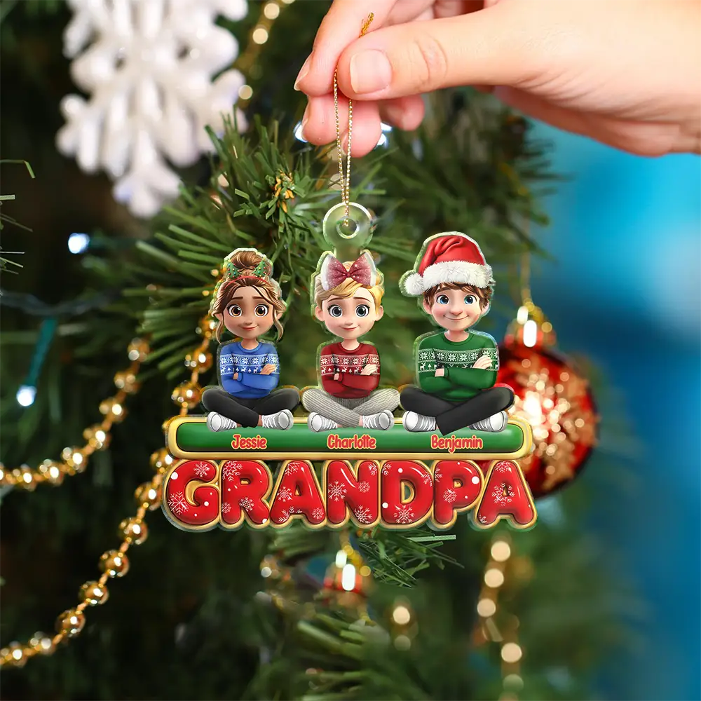 Gift For Grandparents, Parents, Christmas, Happy - Nana Mama Papa 3D Effect - Personalized Custom Shaped Acrylic Ornament