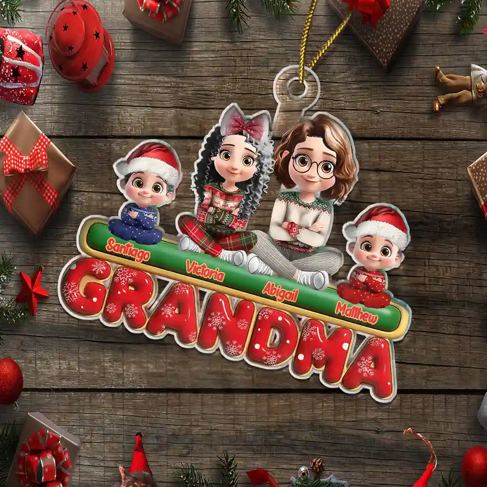 Gift For Grandparents, Parents, Christmas, Happy - Nana Mama Papa 3D Effect - Personalized Custom Shaped Acrylic Ornament