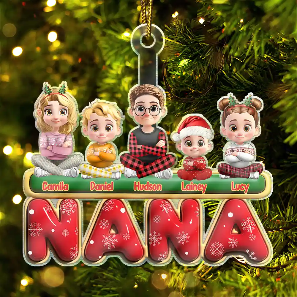 Nana Mama Papa 3D Effect - Personalized Custom Shaped Acrylic Ornament
