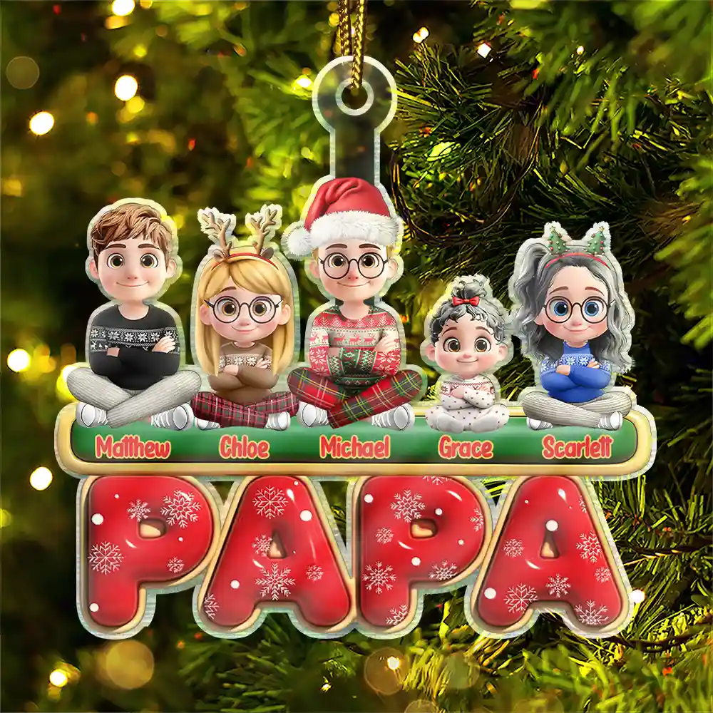 Gift For Grandparents, Parents, Christmas, Happy - Nana Mama Papa 3D Effect - Personalized Custom Shaped Acrylic Ornament