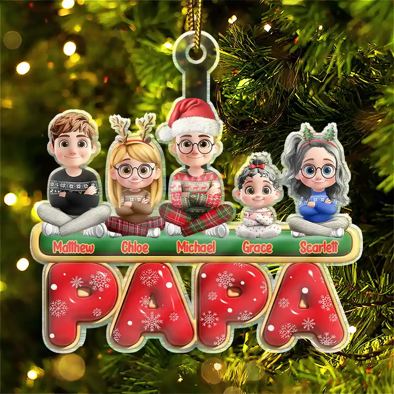 Gift For Grandparents, Parents, Christmas, Happy - Nana Mama Papa 3D Effect - Personalized Custom Shaped Acrylic Ornament