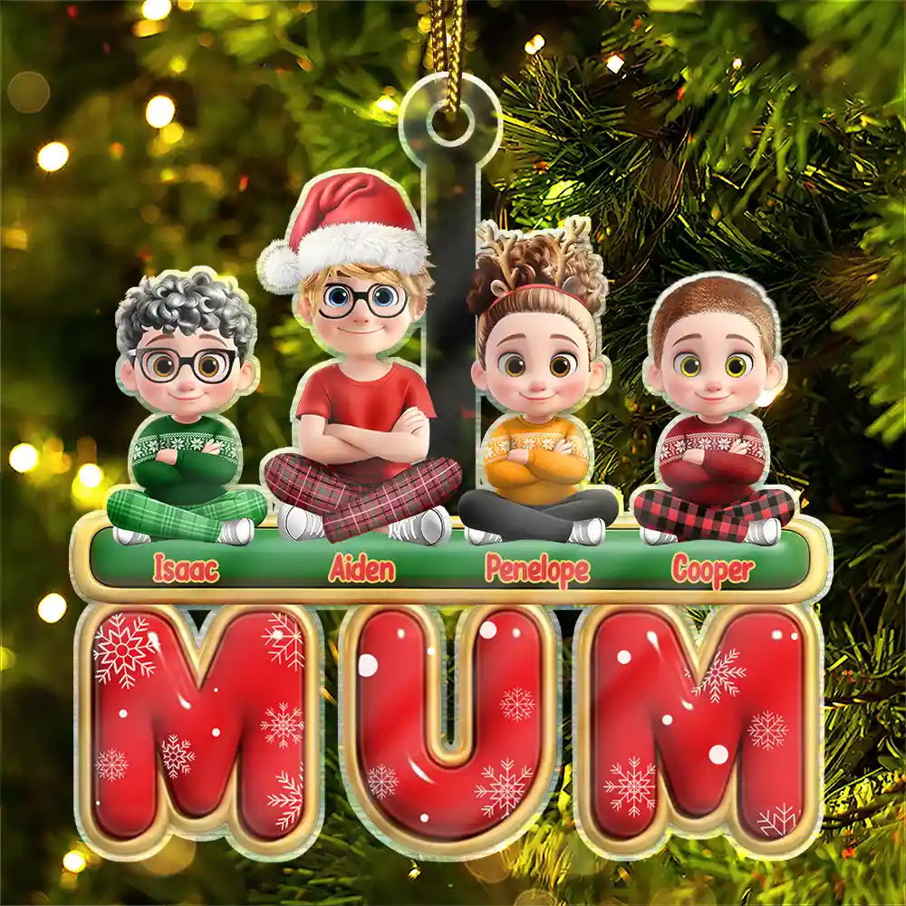 Gift For Grandparents, Parents, Christmas, Happy - Nana Mama Papa 3D Effect - Personalized Custom Shaped Acrylic Ornament