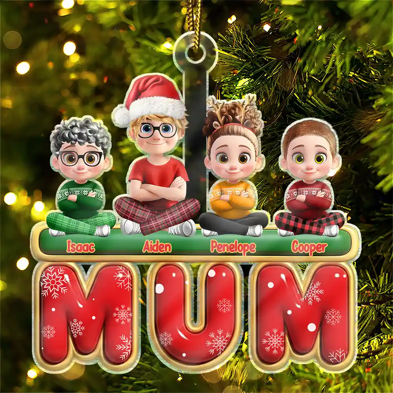 Gift For Grandparents, Parents, Christmas, Happy - Nana Mama Papa 3D Effect - Personalized Custom Shaped Acrylic Ornament