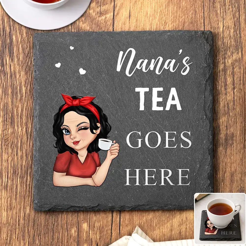 Gift For Mother, Gift For Grandma, Gift For Father, Gift For Grandpa, Love - Nana Papa Drink Goes Here - Personalized Slate Coaster