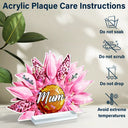 Gift For Mother,Gift For Grandma,Love - Nana, Mom, Auntie Family Leopard Sunflower 3D Effect - Personalized Holographic Acrylic Plaque