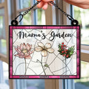 Le jardin de grand-mère, plein de couleurs, fleur de naissance, petits-enfants - Ornement attrape-soleil personnalisé à suspendre à la fenêtre