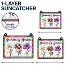 Le jardin de grand-mère, plein de couleurs, fleur de naissance, petits-enfants - Ornement attrape-soleil personnalisé à suspendre à la fenêtre