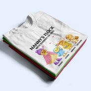Gift For Grandpa,Gift For Grandma,Gift For Grandparents,Grandma - Grandkids,Love - Nanny's Flock With Puddles Of Love - Personalized T Shirt