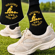 Gift For Couples,Gift For Him,Gift For Husband,Humorous,Icon - Naughty Gift For Husband Boyfriend - Personalized 19th Hole Embroidered Socks