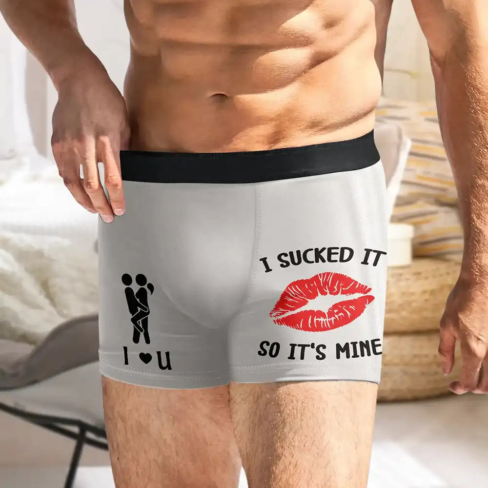 Gift For Couples,Gift For Him,Gift For Husband,Humorous,Icon,Top Market - Naughty Gift For Husband Boyfriend - Personalized I Licked It So It's Mine Men's Boxer Briefs