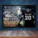 Never Quit - American Football Motivation - Personalized Custom Poster
