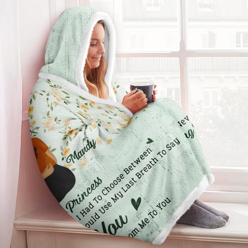 Gift For Women,Gift For Mother,Gift For Grandma,Gift For Daughter,Mom - Daughters (Adult),Mom - Daughters (Young),Love,Christmas - Never Forget That I Love You Mom Daughter - Personalized Wearable Hooded Blanket