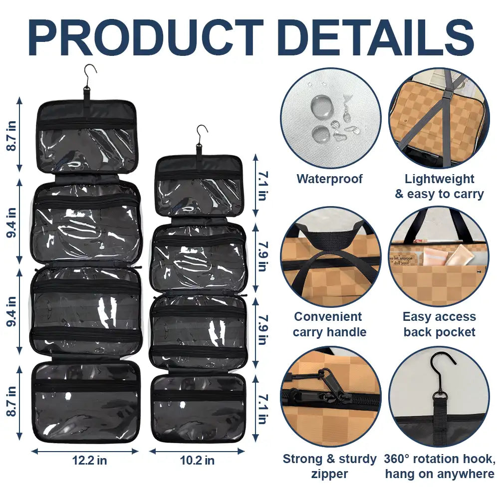 Gift For Yourself,Happy,Travel - Never Let Anyone Dull Your Sparkle - Personalized Toiletry Bag