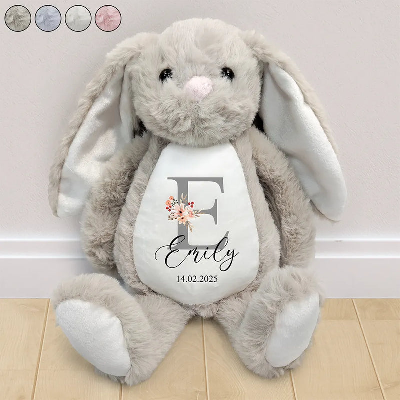 Happy, Gift For Wife, Parents, Gift For Mother, New baby, New Mom, Pregnant Mom - New Baby Baby Shower - Personalized Soft Toy Bunny