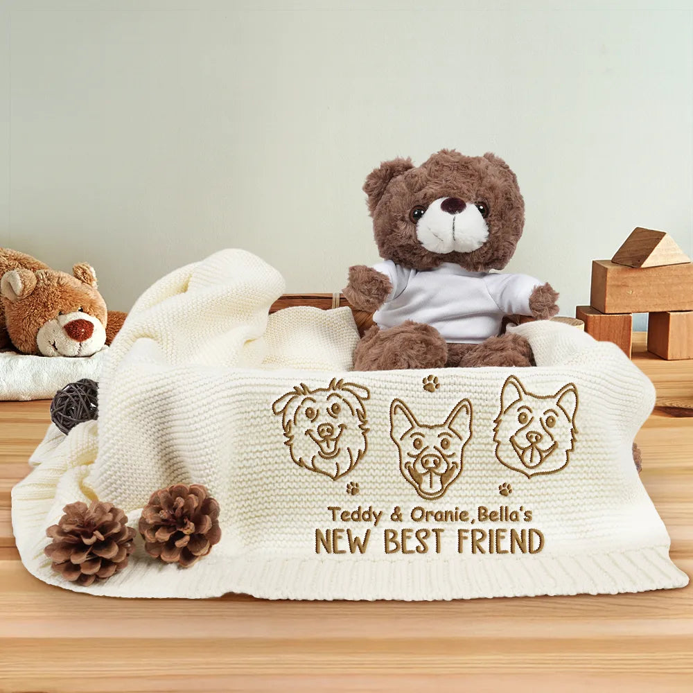 New Dad,New baby,New Mom,Love,Pet Lovers,Dog Lovers - New Best Friend Baby - Personalized Embroidered Knitted Baby Blanket