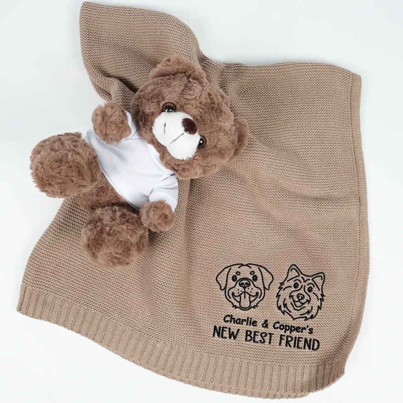 New Dad,New baby,New Mom,Love,Pet Lovers,Dog Lovers - New Best Friend Baby - Personalized Embroidered Knitted Baby Blanket