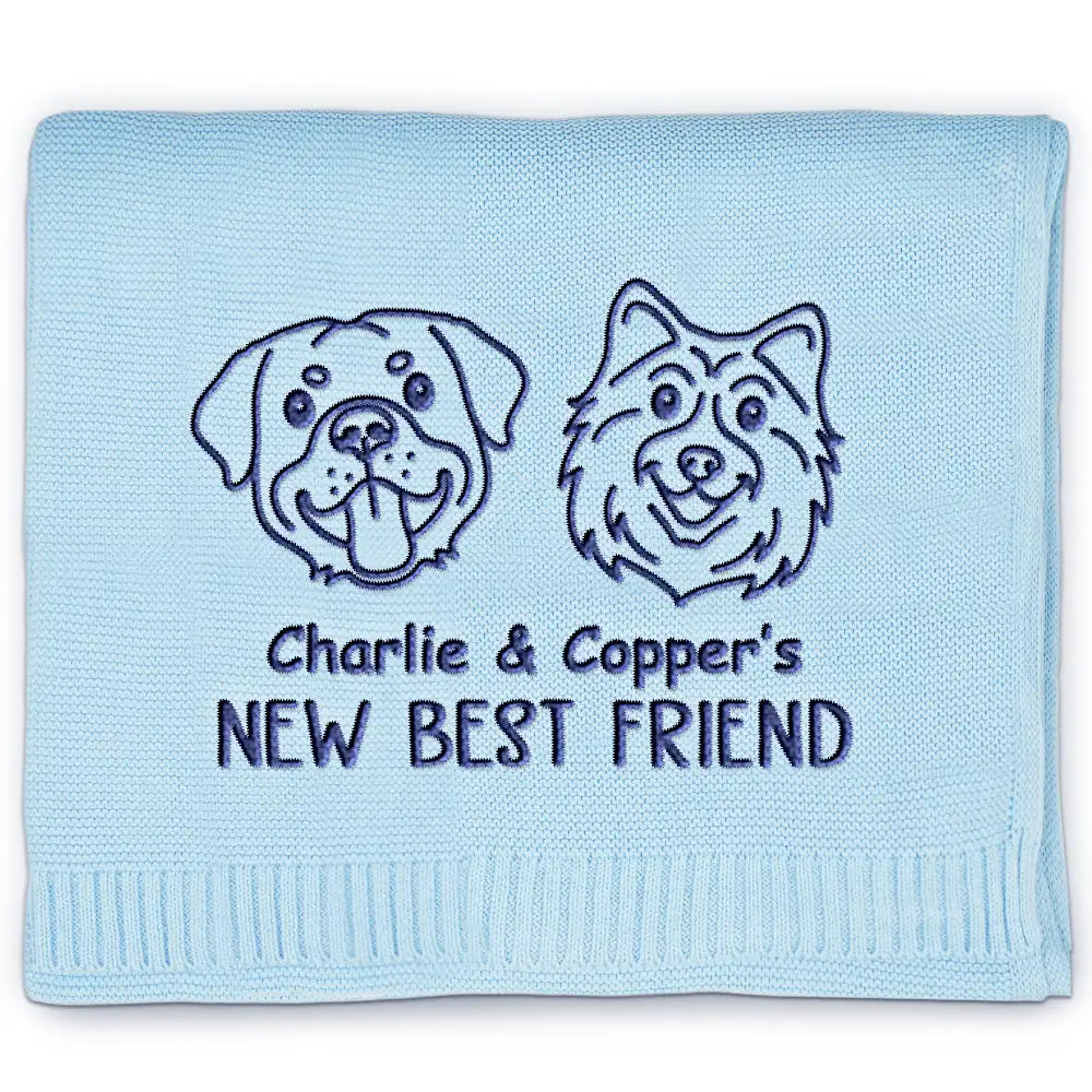 New Dad,New baby,New Mom,Love,Pet Lovers,Dog Lovers - New Best Friend Baby - Personalized Embroidered Knitted Baby Blanket