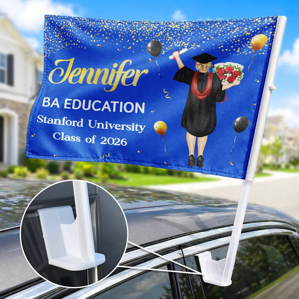 New Graduation Celebration Gifts For Family Friends - Personalized Car Flag