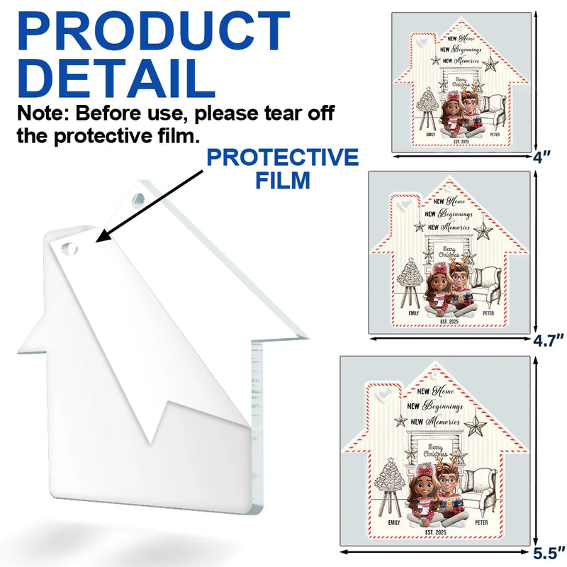 Christmas,Gift For Couples,Happy,Love,Family - New Home New Beginnings New Memories - Personalized Custom Shaped Acrylic Ornament