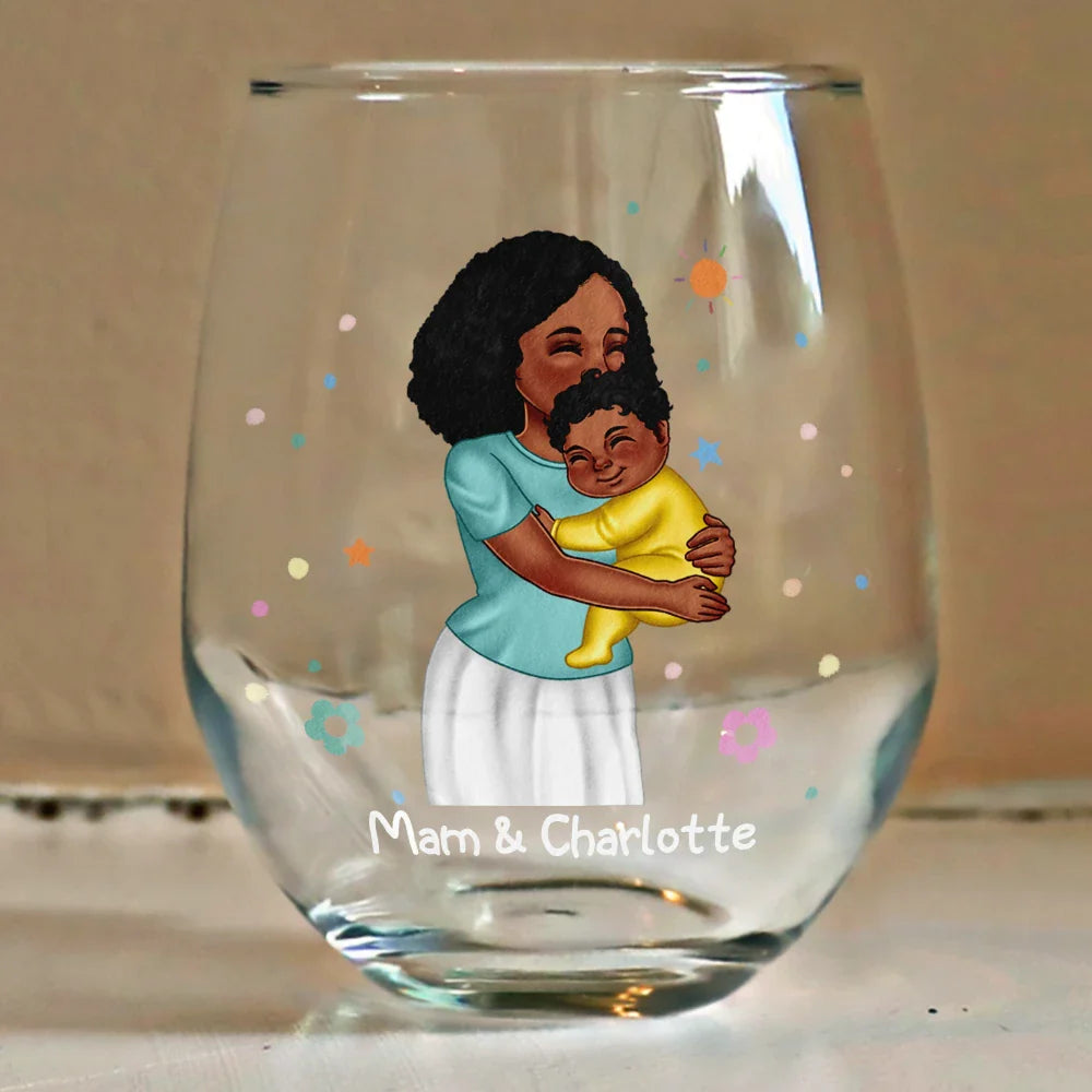 New Mom,New baby,Love - New Mom And Baby You’re Doing A Great Job Mommy - Personalized Stemless Wine Glass
