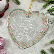 Christmas, Gift For Couples, Gift For Husband, Gift For Wife, Gift For Boyfriend, Gift For Girlfriend, Love - Newly Engaged Couple Holding Hands The Best Is Yet To Come - Personalized Circle Glass Ornament
