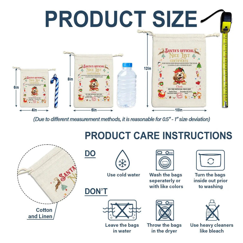 Funny,Christmas,Gift For Kids,Pet Lovers - Nice List Certificate - Personalized Favor Bag