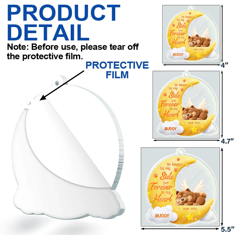 Memorial, Christmas, Dog Lovers, Sad, Dog Mom, Dog Dad, Dog Couple - No Longer By My Side But Forever In My Heart - Personalized Custom Shaped Acrylic Ornament