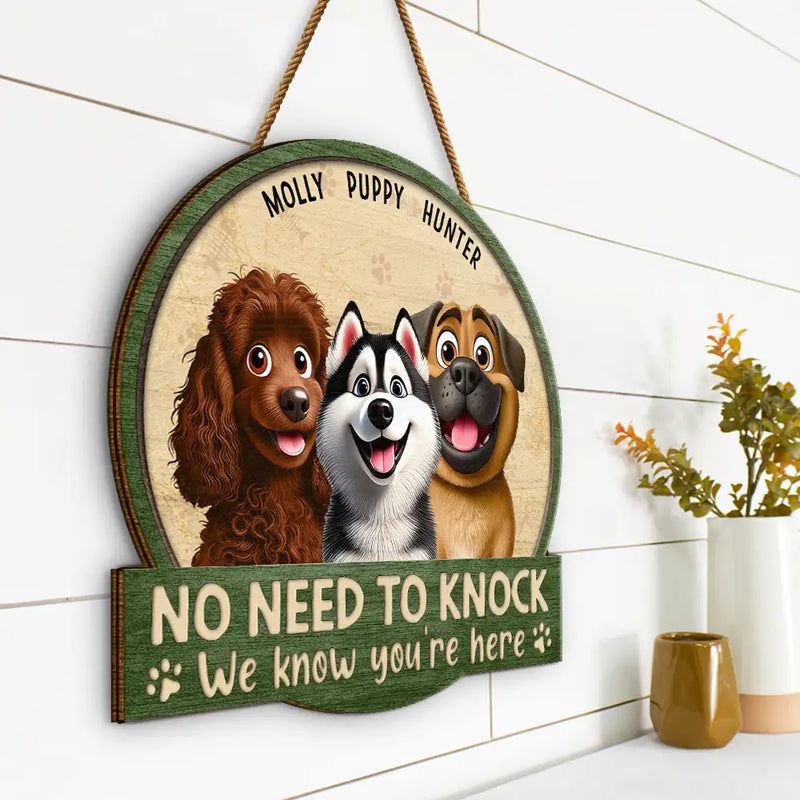 Pet Lovers, Pet Mom, Dog Mom, Cat Mom, Funny - No Need To Knock 3D Effect Pets - Personalized Custom Shaped Wood Sign