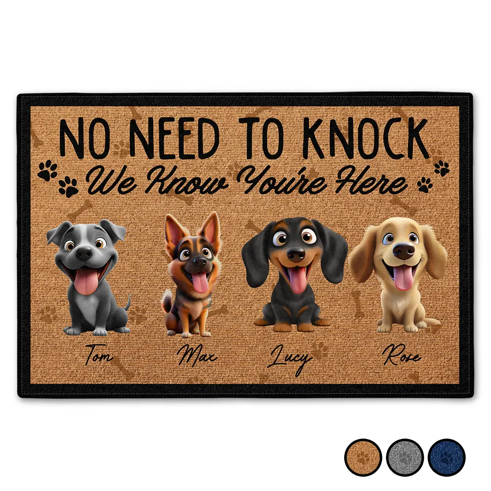 No Need To Knock We Know You're Here Funny 3D Dog - Personalized Doormat