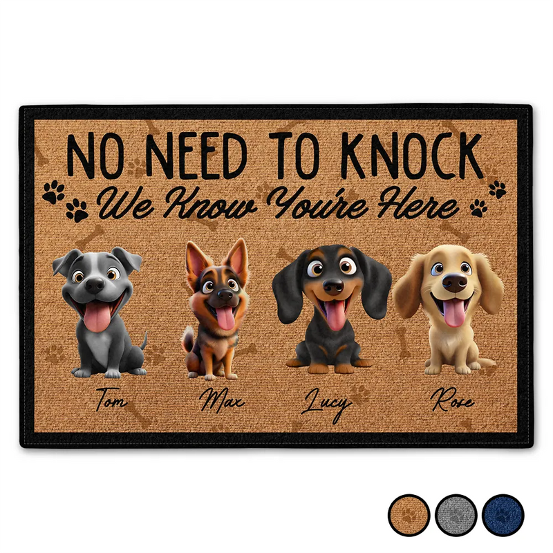 Dog Lovers, Pet Lovers, Funny - No Need To Knock We Know You're Here Funny 3D Dog - Personalized Doormat