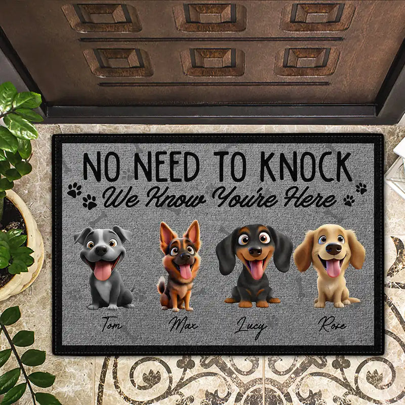 Dog Lovers, Pet Lovers, Funny - No Need To Knock We Know You're Here Funny 3D Dog - Personalized Doormat