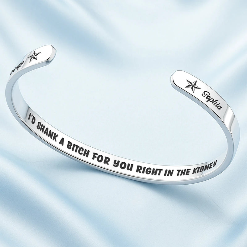 Gift For Yourself, Gift For Women, Gift For Bestie, Gift For Sisters, Happy - No One Will Ever Be As Entertained By Us - Personalized Bangle Bracelet Cuff
