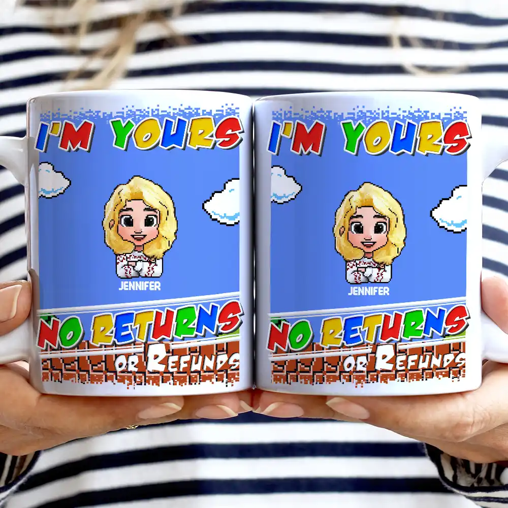 Parents, Gift For Grandparents, Funny - No Returns Or Refunds Pixel Art Kids - Personalized White Edge-to-Edge Mug 