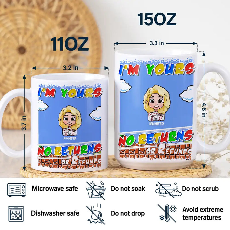 Parents, Gift For Grandparents, Funny - No Returns Or Refunds Pixel Art Kids - Personalized White Edge-to-Edge Mug 