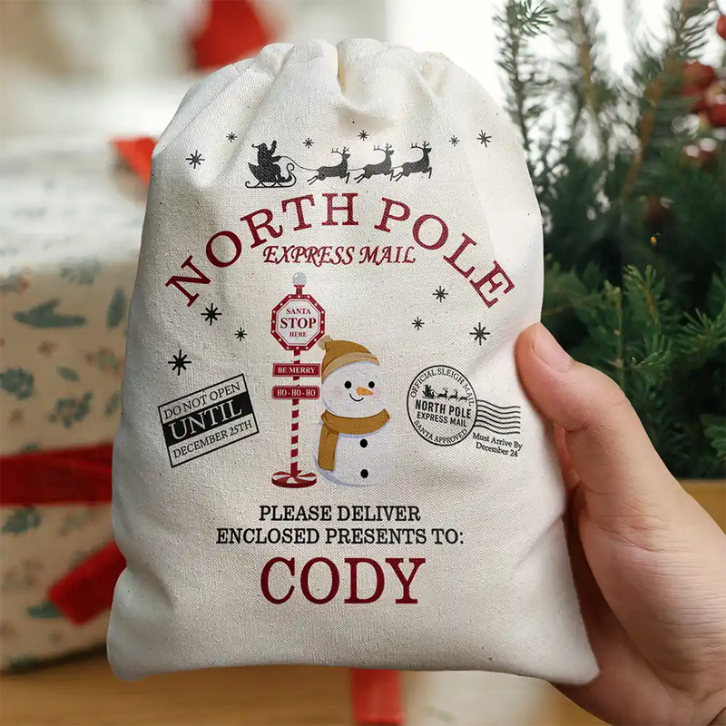 Gift For Kids, Family, Christmas - North Pole Express Mail - Personalized Favor Bag