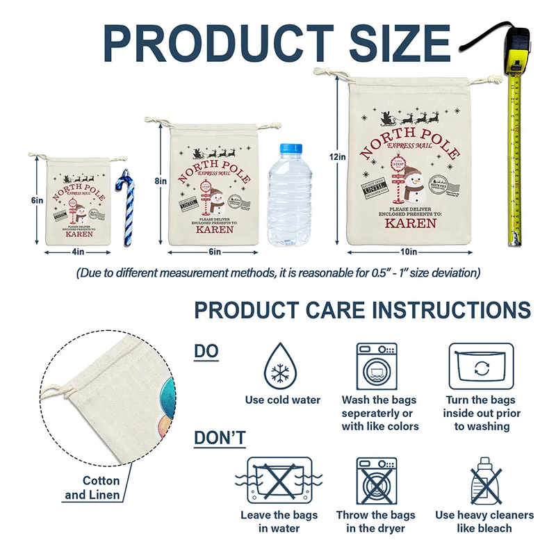 Gift For Kids, Family, Christmas - North Pole Express Mail - Personalized Favor Bag