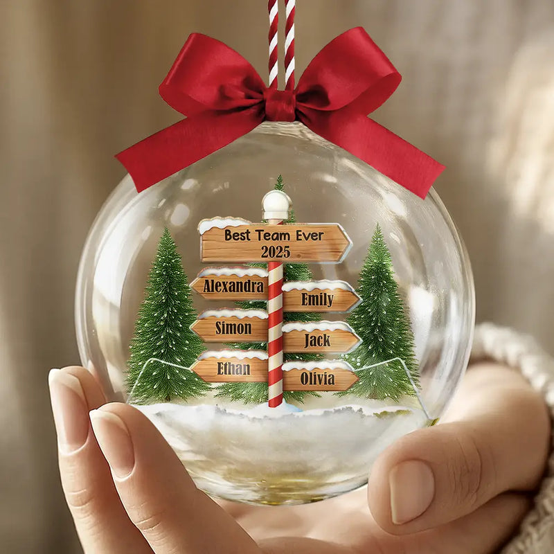 Family, Christmas, Happy - North Pole Family Name - Personalized 3D Acrylic Ball Ornament