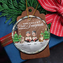 Dog Lovers,Dog Couple,Christmas,Happy - Not A Home Without Pawprints - Personalized Circle Glass Ornament