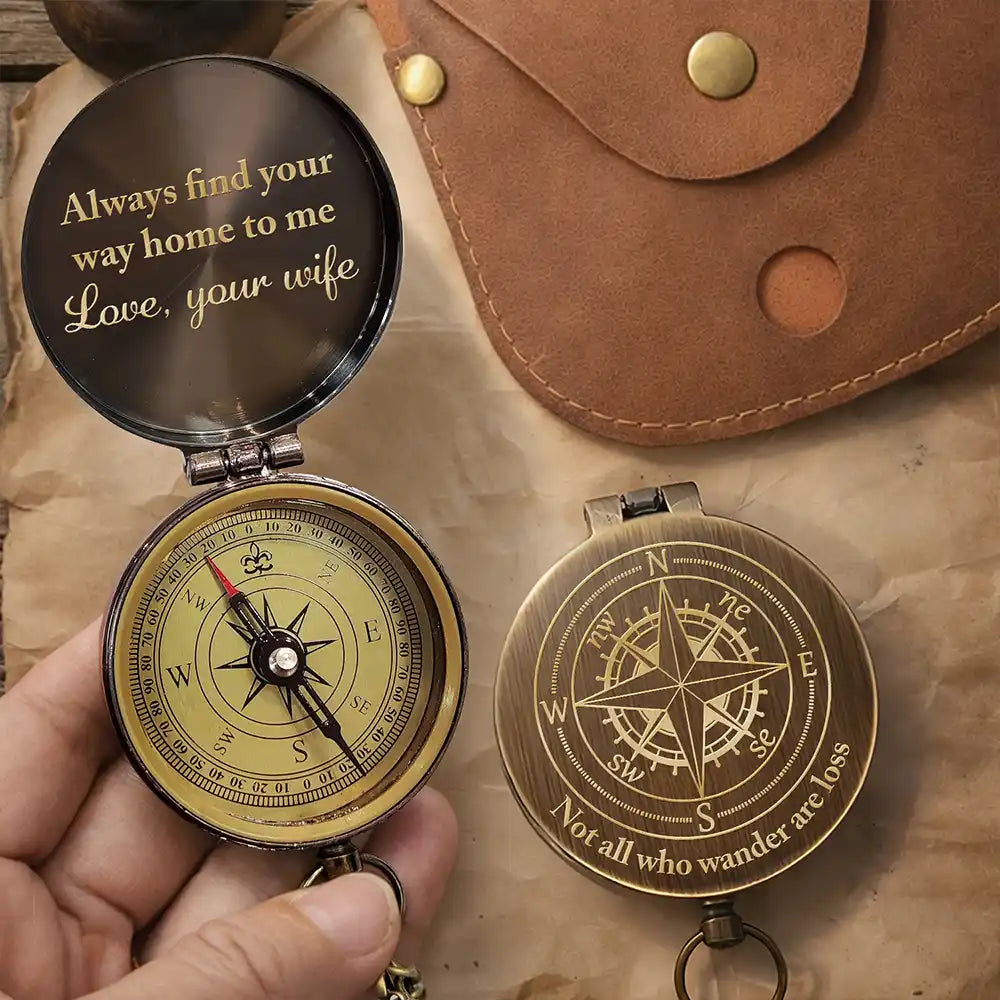 Not All Who Wander Are Loss Dad & Children - Personalized Engraved Brass Compass