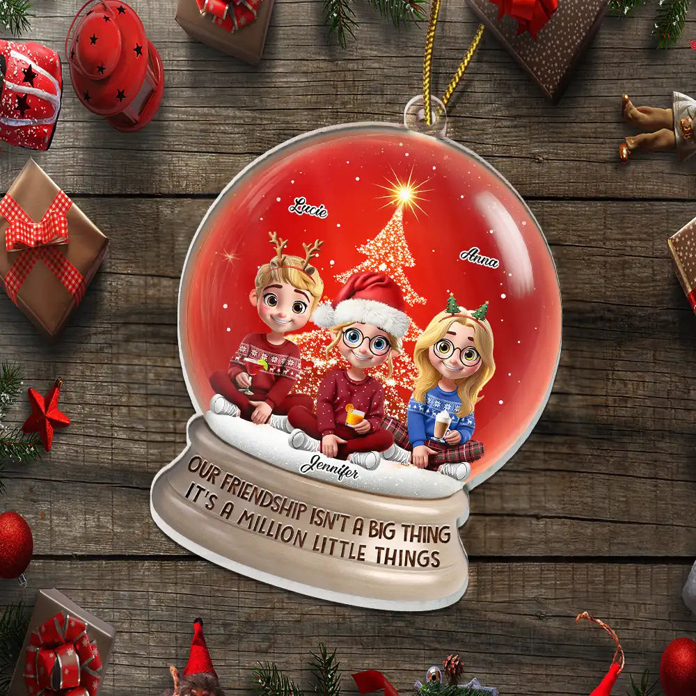 Gift For Bestie, Gift For Women, Christmas, Happy - Not Sisters By Blood But Sisters By Heart 3D Effect Besties - Personalized Custom Shaped Acrylic Ornament