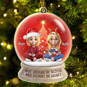 Gift For Bestie, Gift For Women, Christmas, Happy - Not Sisters By Blood But Sisters By Heart 3D Effect Besties - Personalized Custom Shaped Acrylic Ornament