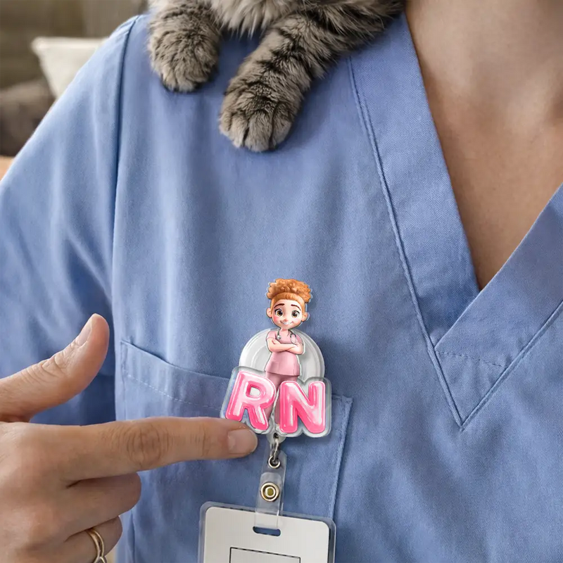 Nurse,Happy - Nurse 3D Effect Custom Name And Job Title - Personalized Badge Reel