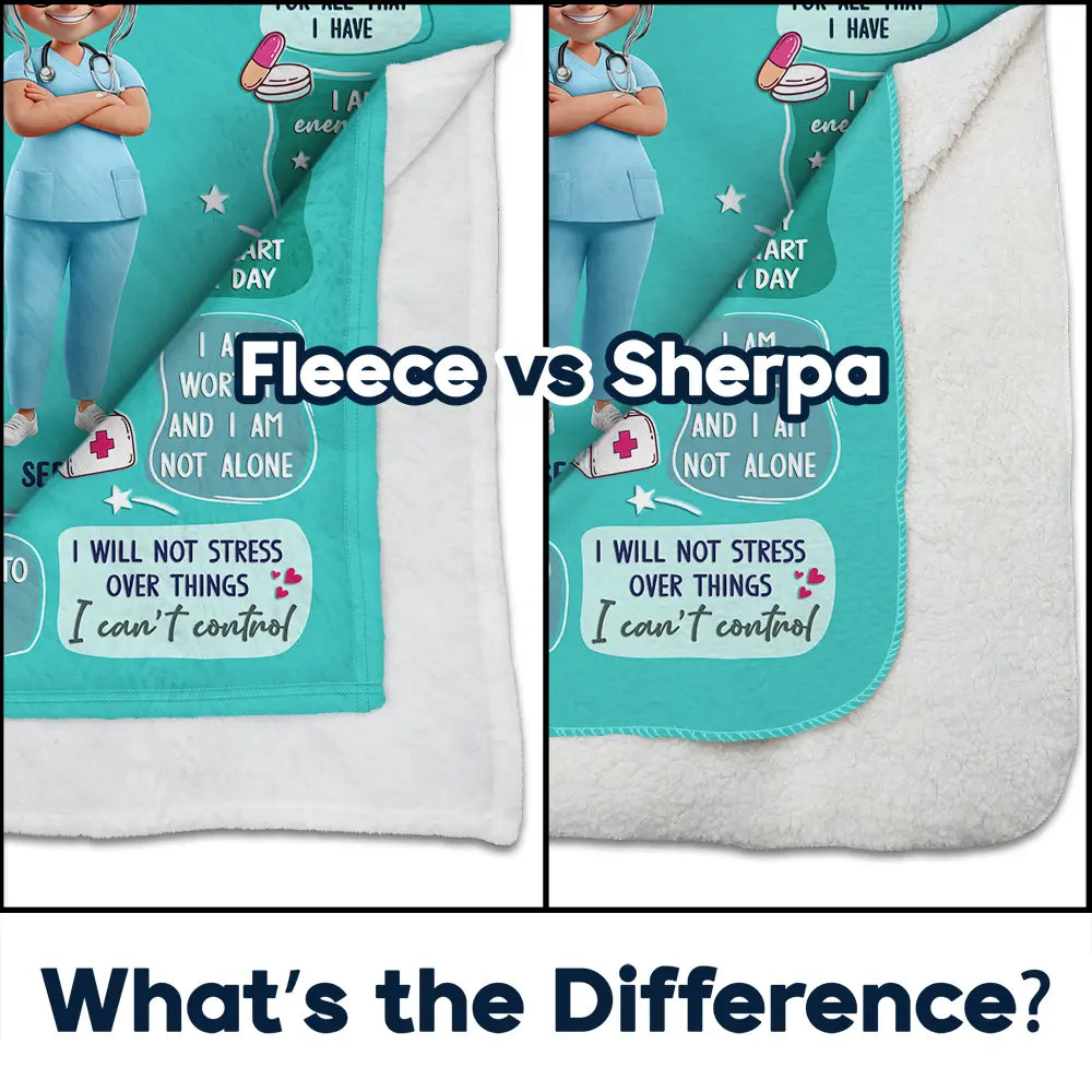 Nurse, Gift For Women, Gift For Men, Happy - Nurse Daily Affirmations - Personalized Fleece Blanket, Sherpa Blanket