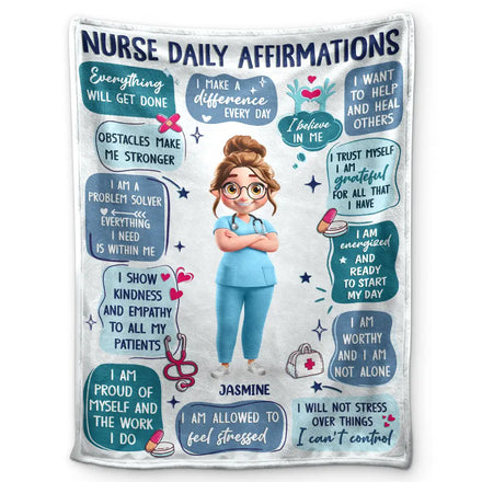 Affirmations quotidiennes d'infirmière - Couverture polaire personnalisée, couverture sherpa
