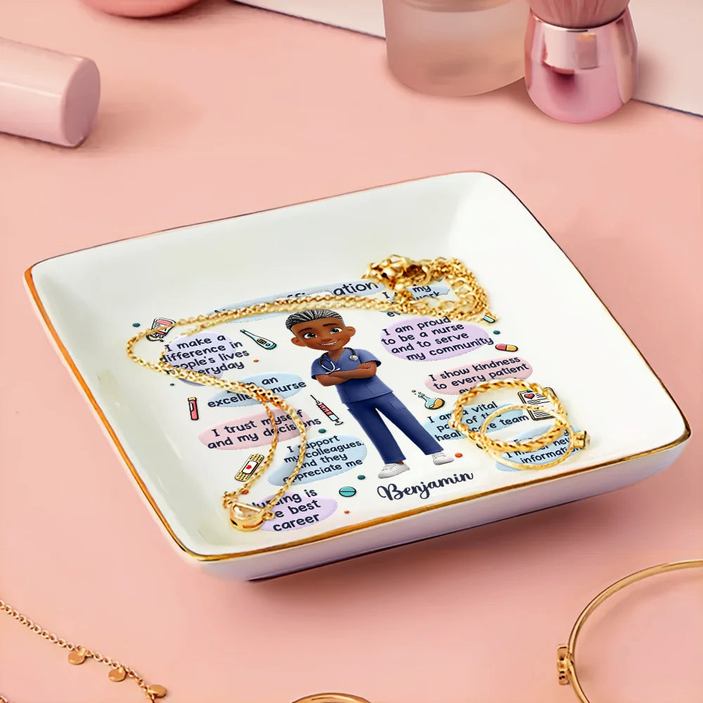 Nurse,Gift For Women,Gift For Men - Nurse Daily Affirmations - Personalized Ring Dish