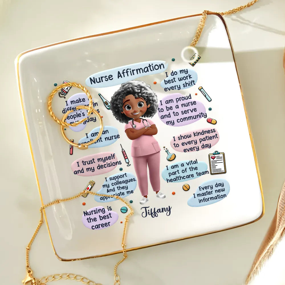 Nurse,Gift For Women,Gift For Men - Nurse Daily Affirmations - Personalized Ring Dish
