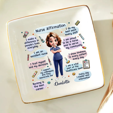 Affirmations quotidiennes de l'infirmière - Porte-bague personnalisé