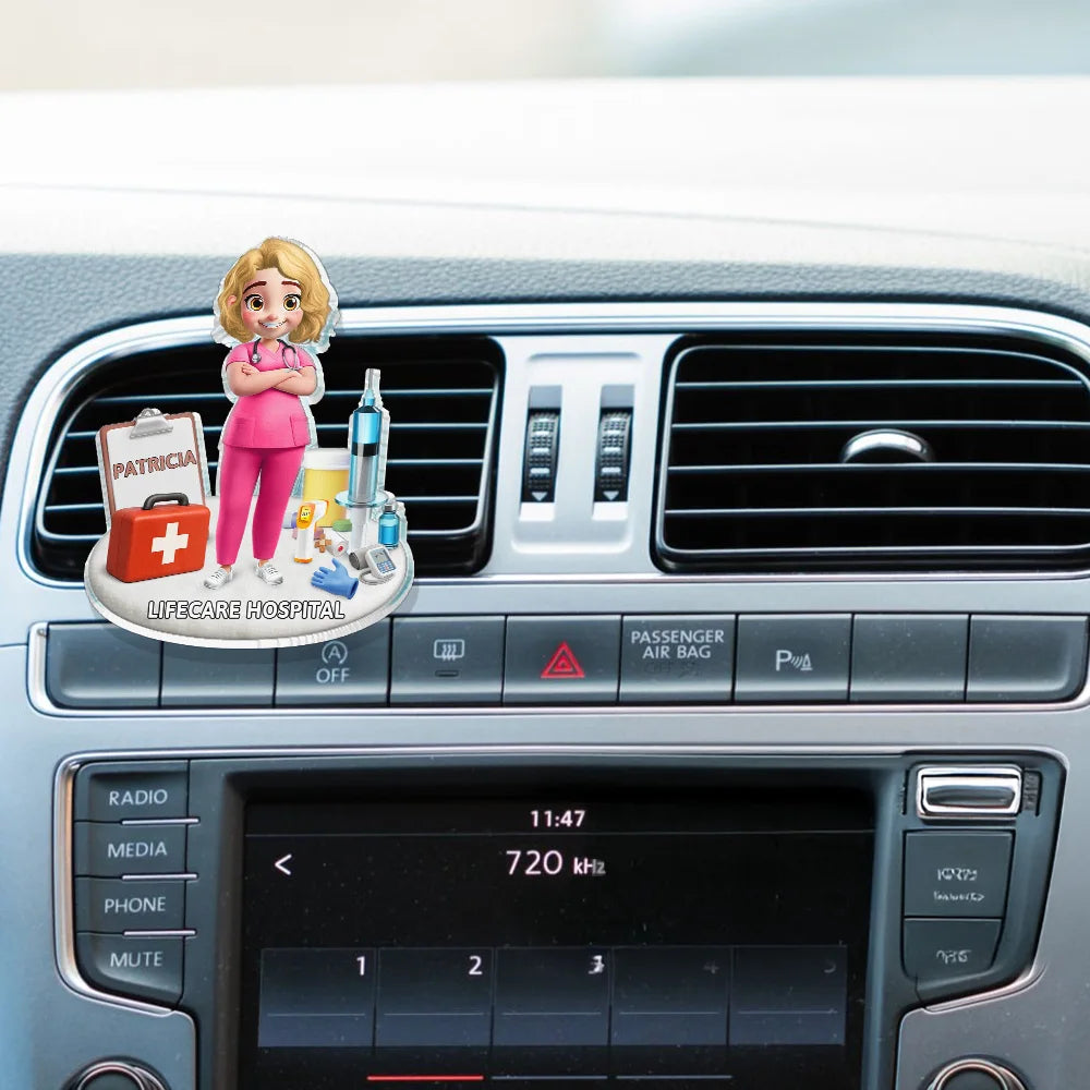 Happy,Nurse,Gift For Yourself - Nurse Happy On The Road - Personalized Acrylic Car Vent Clip