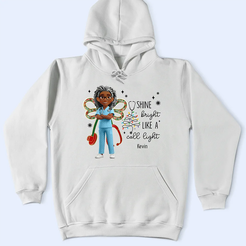 Nurse,Gift For Yourself,Funny,Christmas - Nurse Shine Bright Like a Call Light - Personalized T Shirt