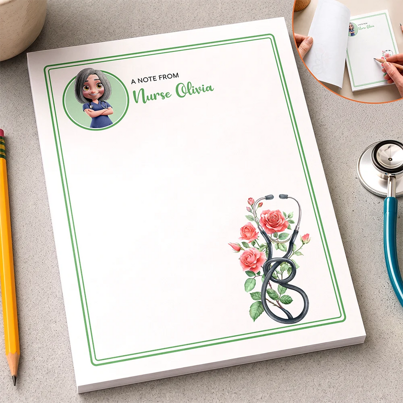 Nurse,Proud,Vector - Nurse Birth Flower Note - Personalized Notepad